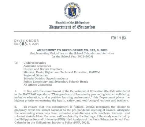 eccd calendar of activities 2024|FEBRUARY 19, 2024 DO 003, S. 2024 – Amendment to DepEd Order No.